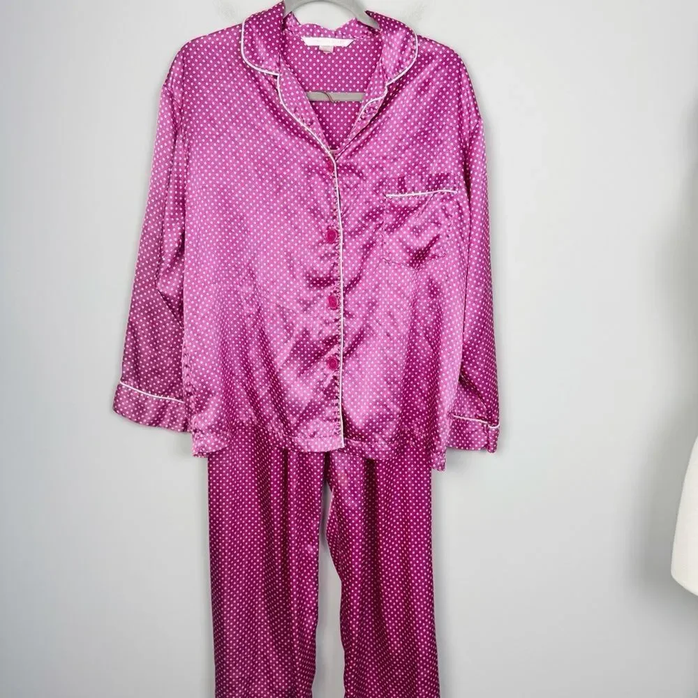 VICTORIA’S SECRET | SET Pink Polka Dot Pajama Top & Pants Women’s Size Small